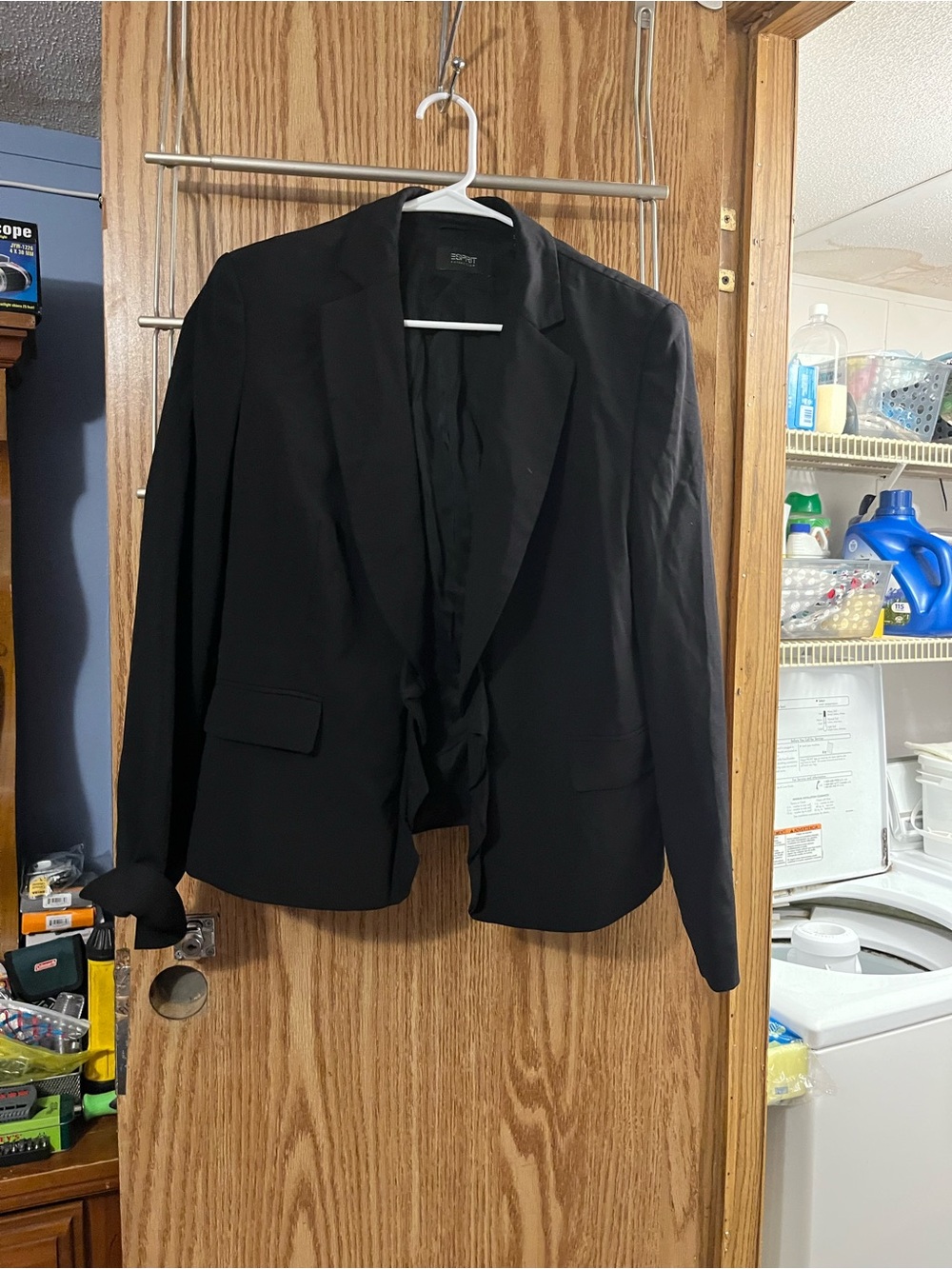 Esprit Black Ruffle-Trim Blazer